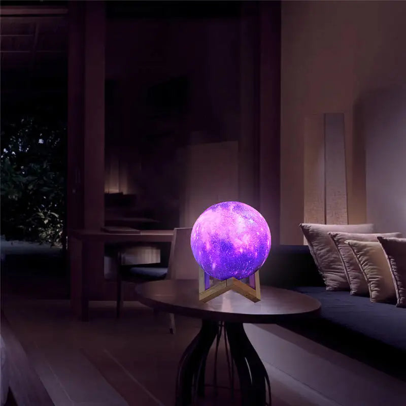 RGB Nebula 3D Lunar Lamp – 16 Colours, Touch & Remote Control | Night Light Decor