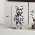 🧸✨ Graffiti Bear Resin Statue – 27cm Artistic Decor Figurine
