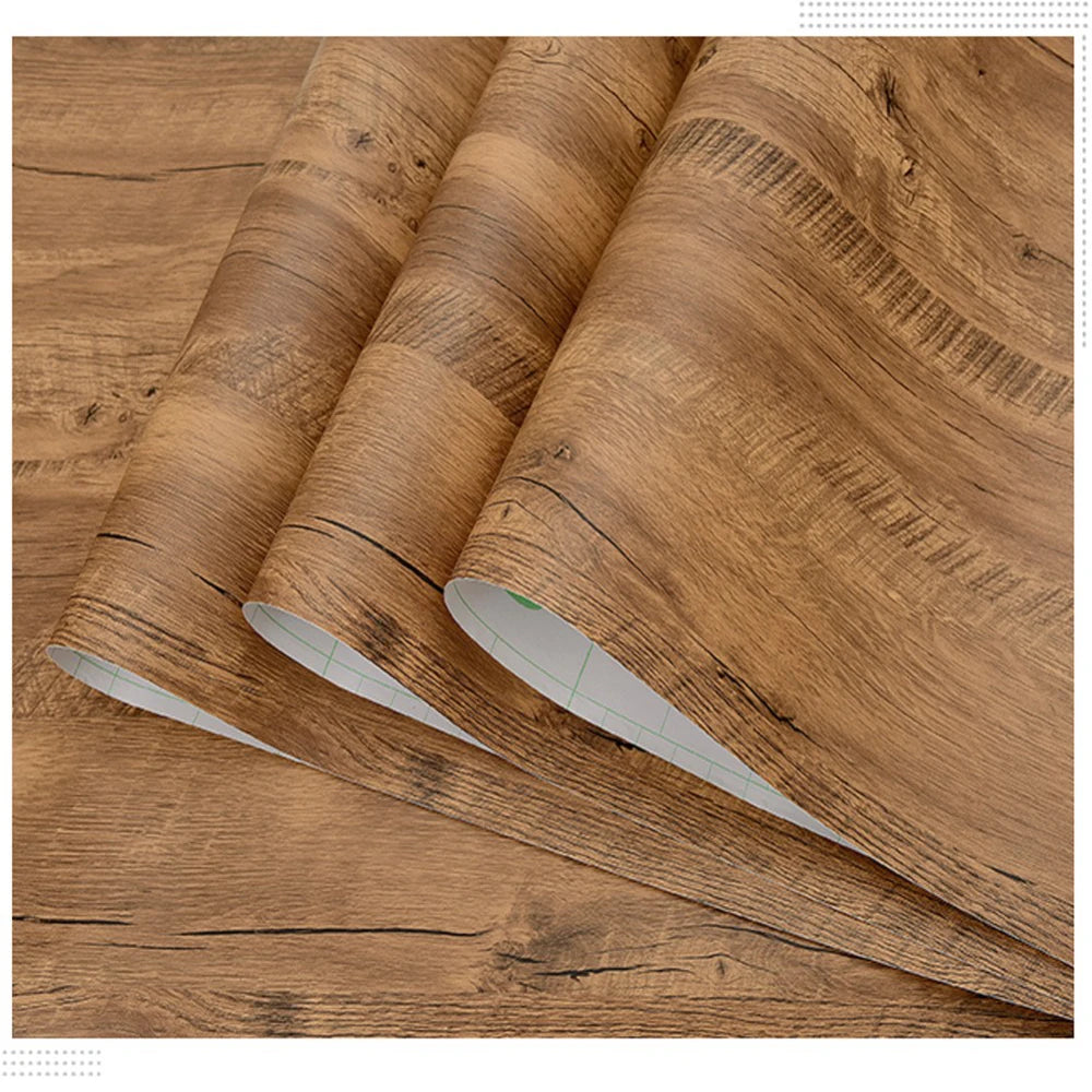 🪵✨ Wood-Grain PVC Waterproof Adhesive Wallpaper – Multiple Sizes & Colors