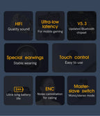 🎧 TWS Bluetooth 5.3 Earbuds – Touch Control, Low Latency 🎶