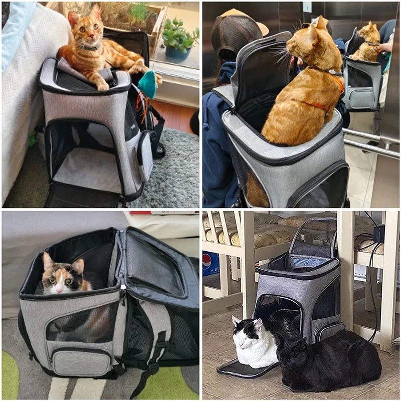 Portable Breathable Cat Backpack Carrier — Soft Fabric Pet Travel Bag 🎒🐾