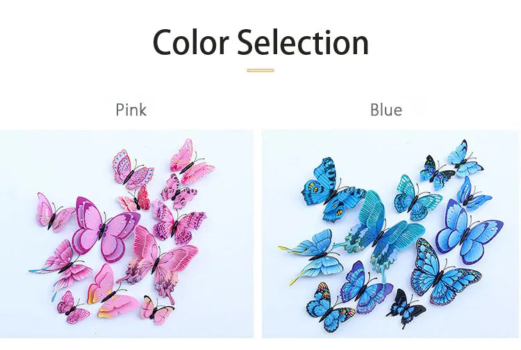 🌈 3D Butterfly Wall Stickers – Double-Layer Decorative Set (12pcs) 🦋✨