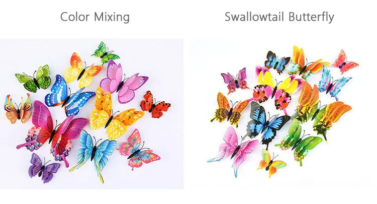 🌈 3D Butterfly Wall Stickers – Double-Layer Decorative Set (12pcs) 🦋✨