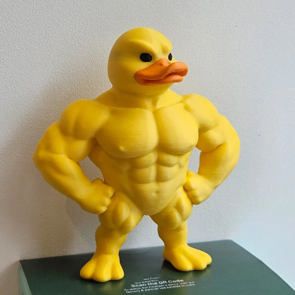 🐤💪 “Muscle Duck” 3D Whimsical Desktop Figurine – Cute & Funny Shelf Decor
