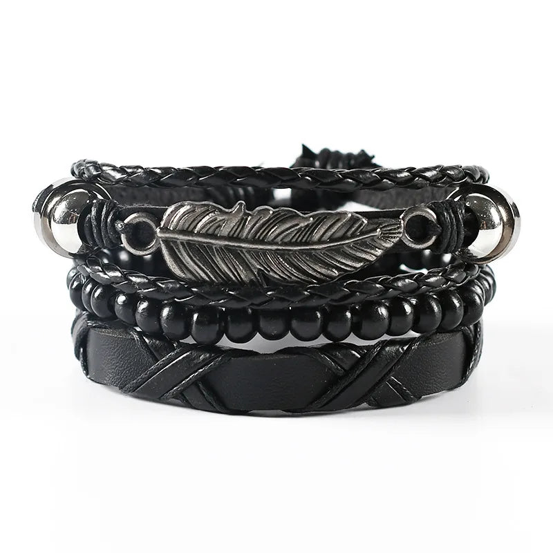 🔥 Men’s Leather Bracelet Collection – Multi-Style Modern Designs 🖤✨