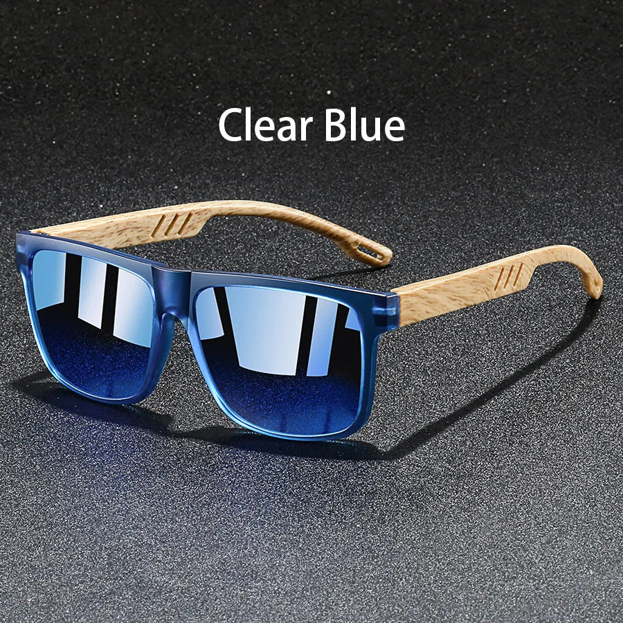 Vintage Fashion Unisex Sunglasses with Wooden Rods - UV400 Lenses, 6 Colour Variants, Elegant Design