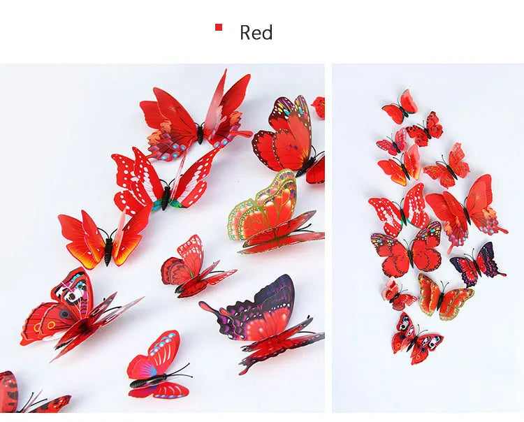 🌈 3D Butterfly Wall Stickers – Double-Layer Decorative Set (12pcs) 🦋✨