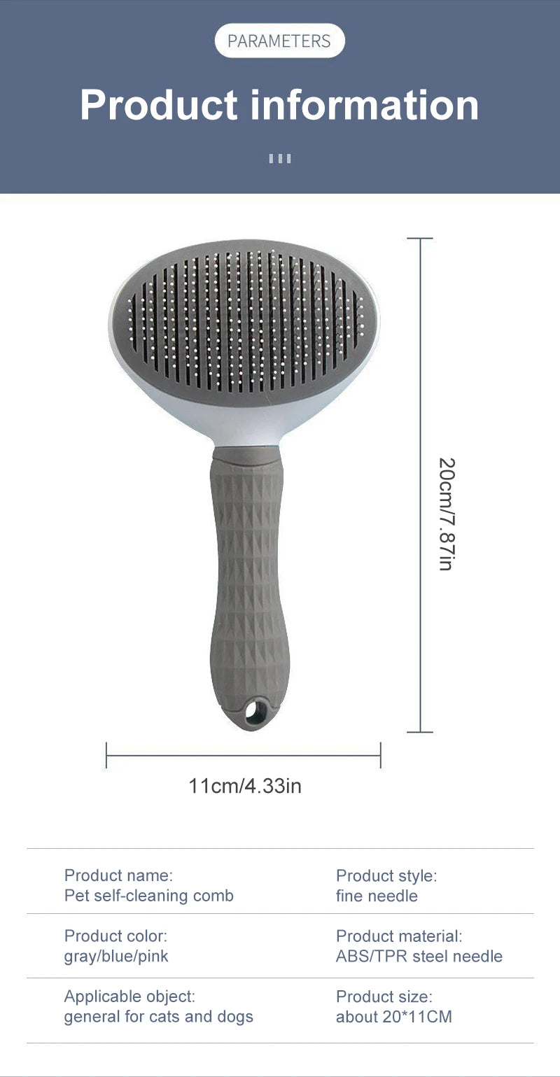 Self-Cleaning Pet Grooming Brush – Anti-Shedding Comb for Dogs & Cats 🐶🐱✨