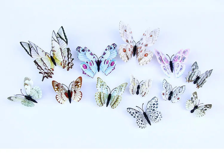 🌈 3D Butterfly Wall Stickers – Double-Layer Decorative Set (12pcs) 🦋✨