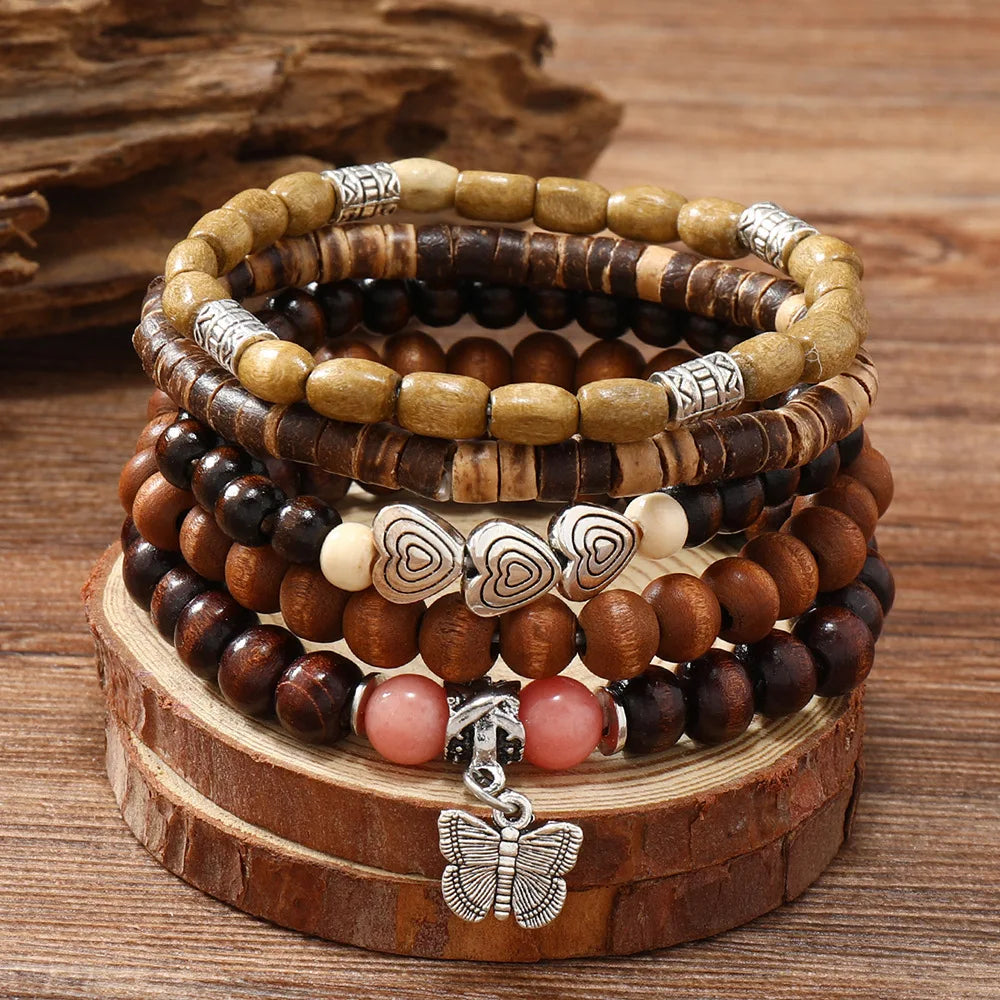 🌿 Boho Charm Bracelet – Multilayer Hippie Style Jewelry ✨