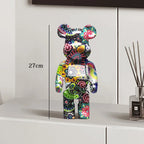 🧸✨ Graffiti Bear Resin Statue – 27cm Artistic Decor Figurine