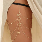 🌟 Boho Butterfly Tassel Leg Chain – Sexy Layered Thigh Jewelry ✨🦋