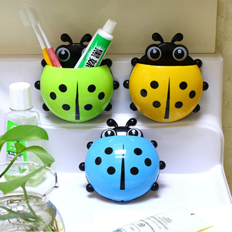 Ladybug Toothbrush Holder 🐞 | Bathroom Holder with Suction Cup - Coloured Organiser