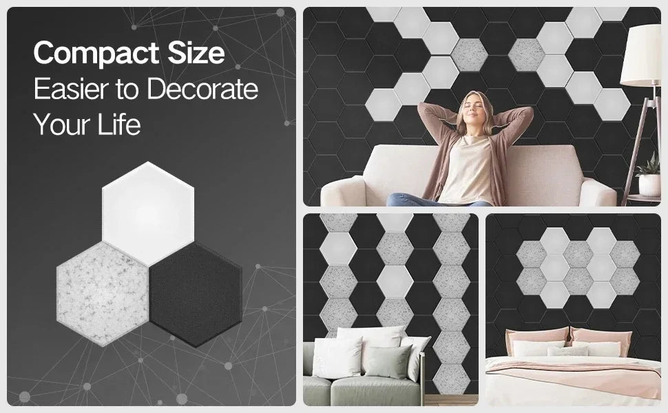 🎧 12-Pack Hexagonal Acoustic Panels – Premium Soundproof Foam Tiles