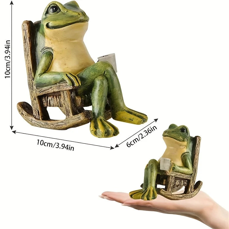 🐸✨ Mini Frog Lantern Figurine – Cozy Rocking Chair Light Décor