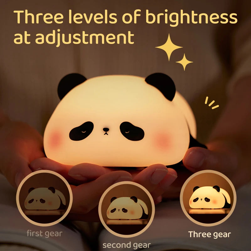 Panda LED Night Light –Soft Silicone Night Lamp, Touch & USB Rechargeable 🐼✨
