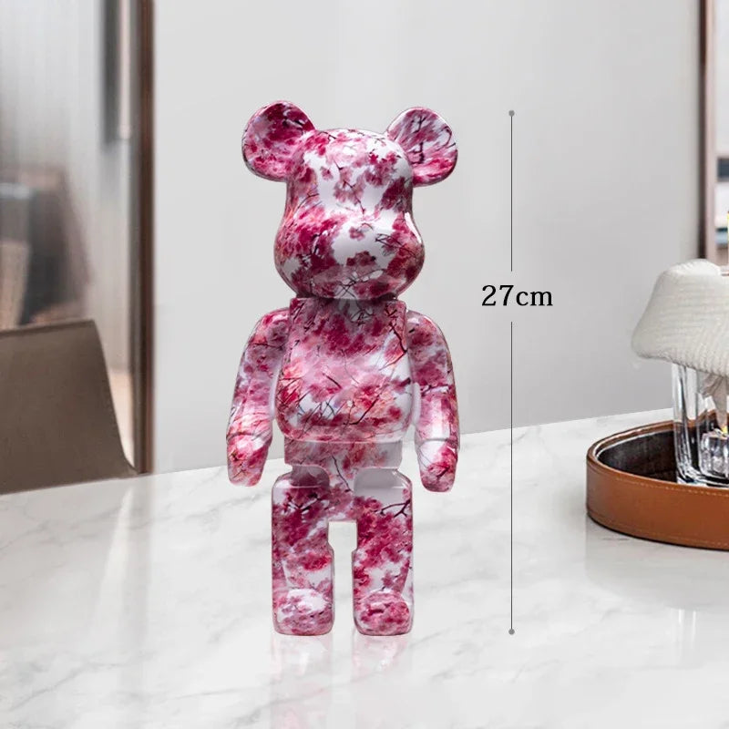 🧸✨ Graffiti Bear Resin Statue – 27cm Artistic Decor Figurine