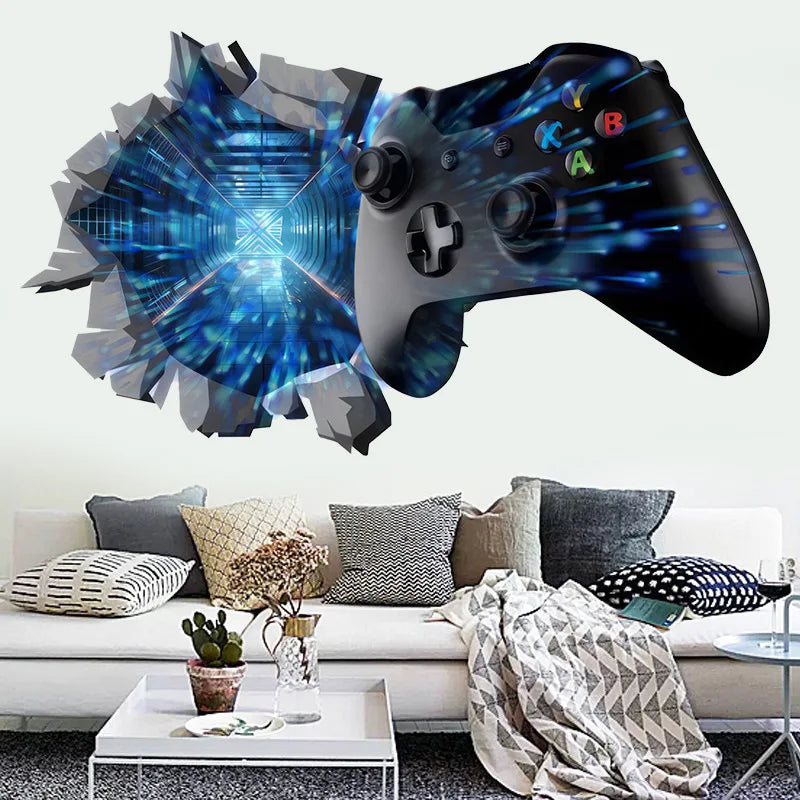 🔥 3D Gamer Wall Stickers – Broken Wall Effect 🎮✨