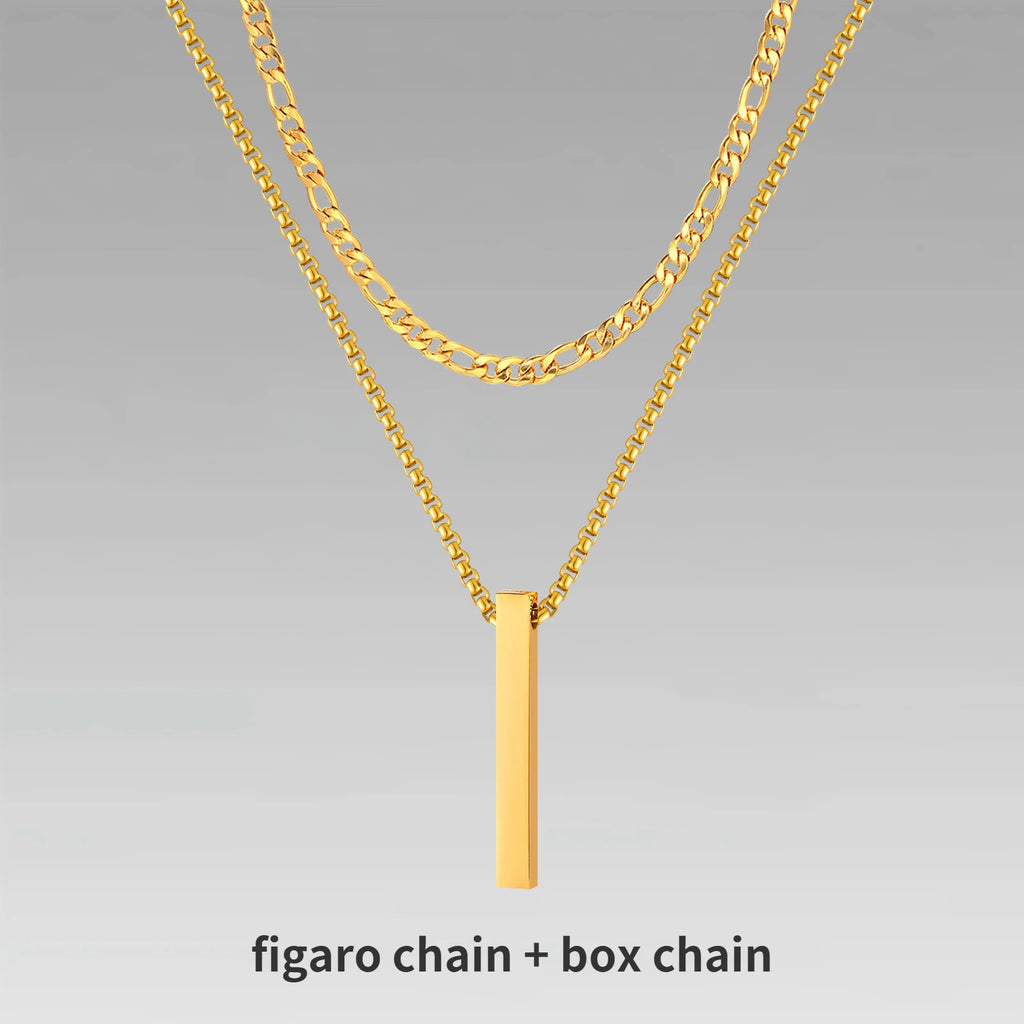 🔗 Bold Men’s Pendant Necklace – Stainless Steel Statement Chain (Gold & Silver)