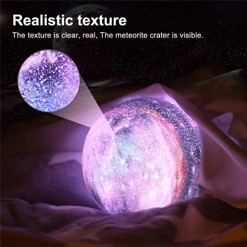 RGB Nebula 3D Lunar Lamp – 16 Colours, Touch & Remote Control | Night Light Decor
