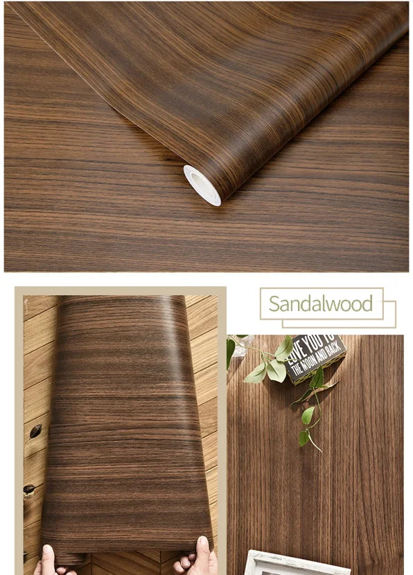 🪵✨ Wood-Grain PVC Waterproof Adhesive Wallpaper – Multiple Sizes & Colors