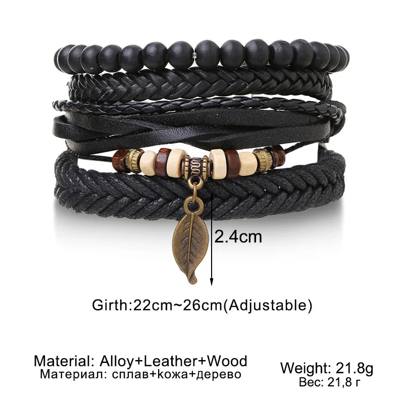 🔥 Men’s Leather Bracelet Collection – Multi-Style Modern Designs 🖤✨