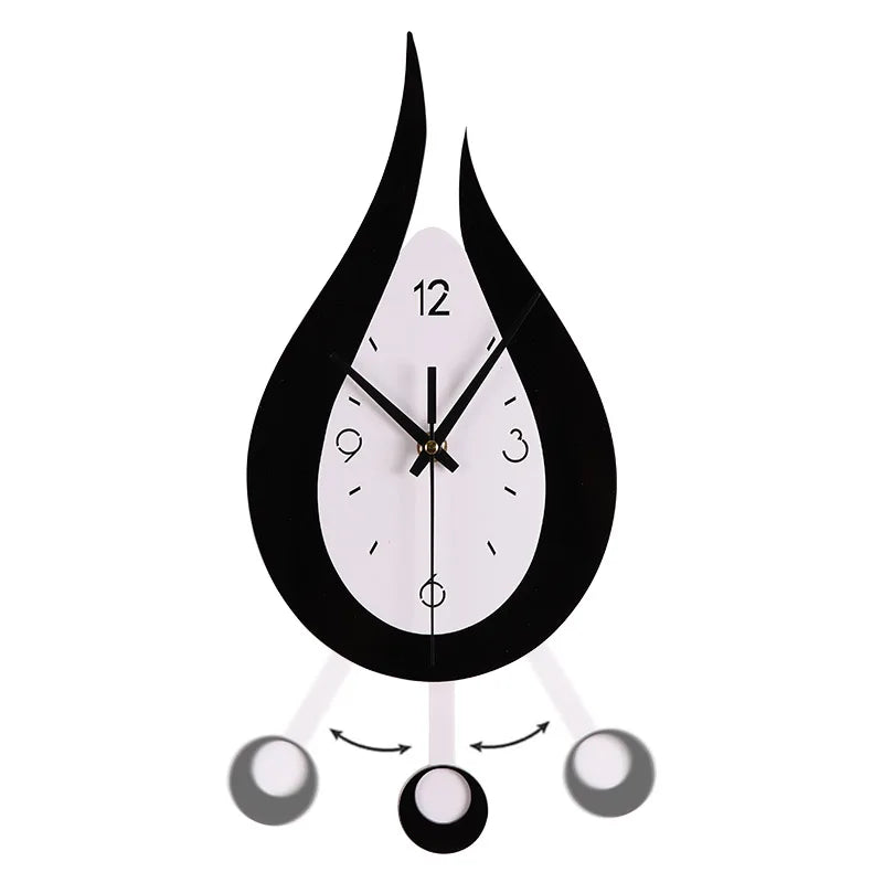 🕒 Drop-Shaped Wall Clock - Black & White Modern Design