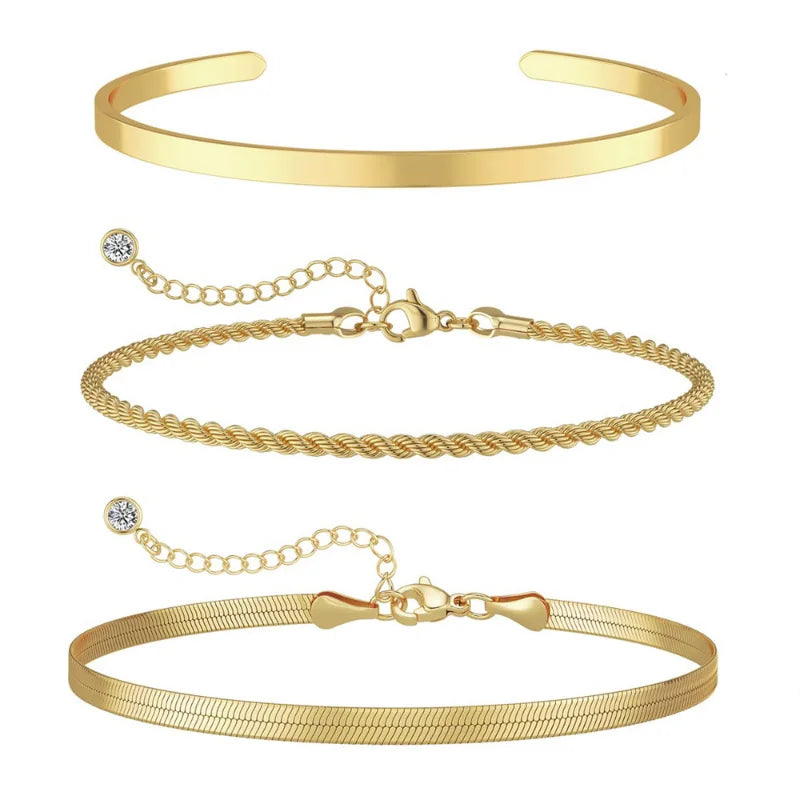 ✨ Elegant Gold Bracelet Collection – Women’s Minimalist Chain Set ✨