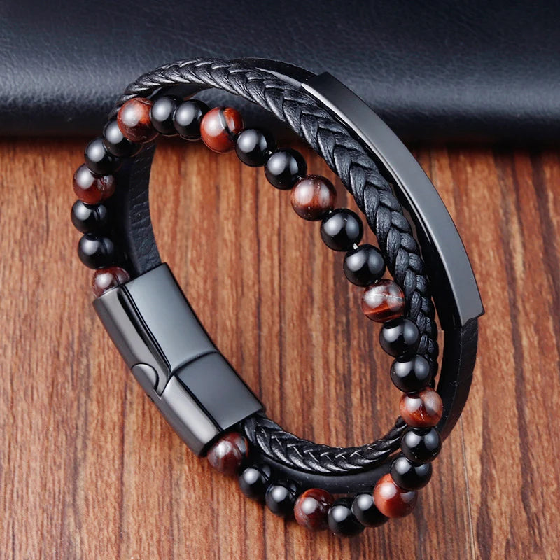 🔥 Men’s Leather Bracelet Collection – Multi-Style Modern Designs 🖤✨