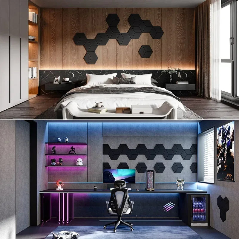 🎧 12-Pack Hexagonal Acoustic Panels – Premium Soundproof Foam Tiles