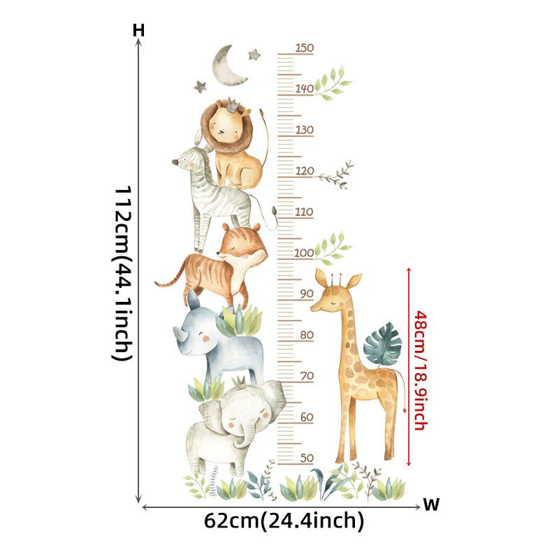 🌈📏 Cute Kids Height Chart Wall Stickers – Removable PVC Growth Ruler 🚀🐻