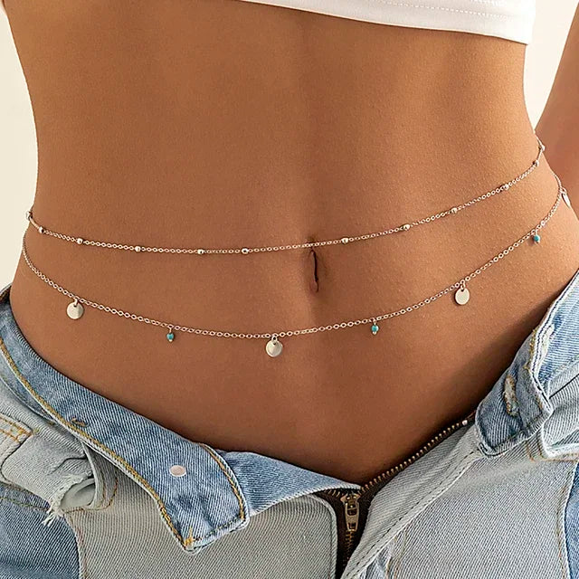 🌟 Double-Layer Pearl Waist Chain – Elegant Body Jewelry for Women ✨💎