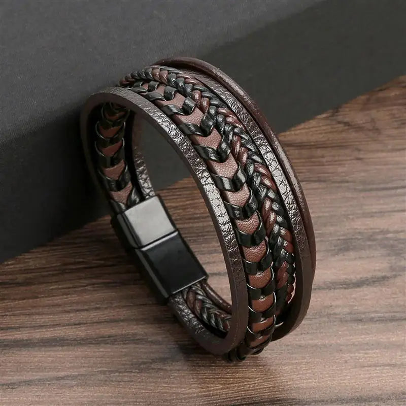 🔥 Leather Wrap Bracelet – Men’s Multi-Layer Wristband (108 Styles) 🔥