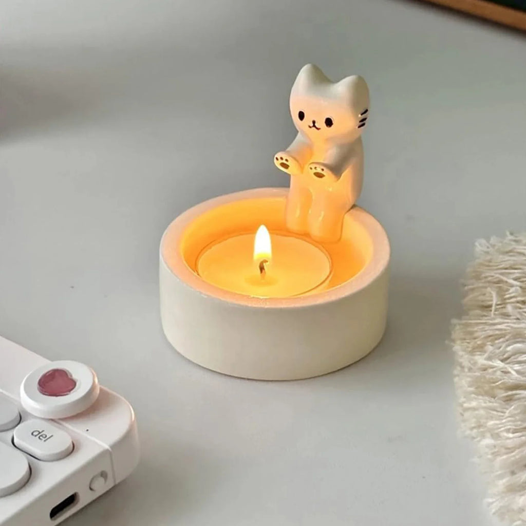 Ceramic "Cute Cat" Candle Holder - Cute Home Decoration 🐱🕯️