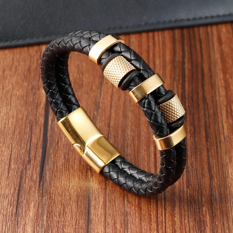 🔥 Men’s Leather Bracelet Collection – Multi-Style Modern Designs 🖤✨