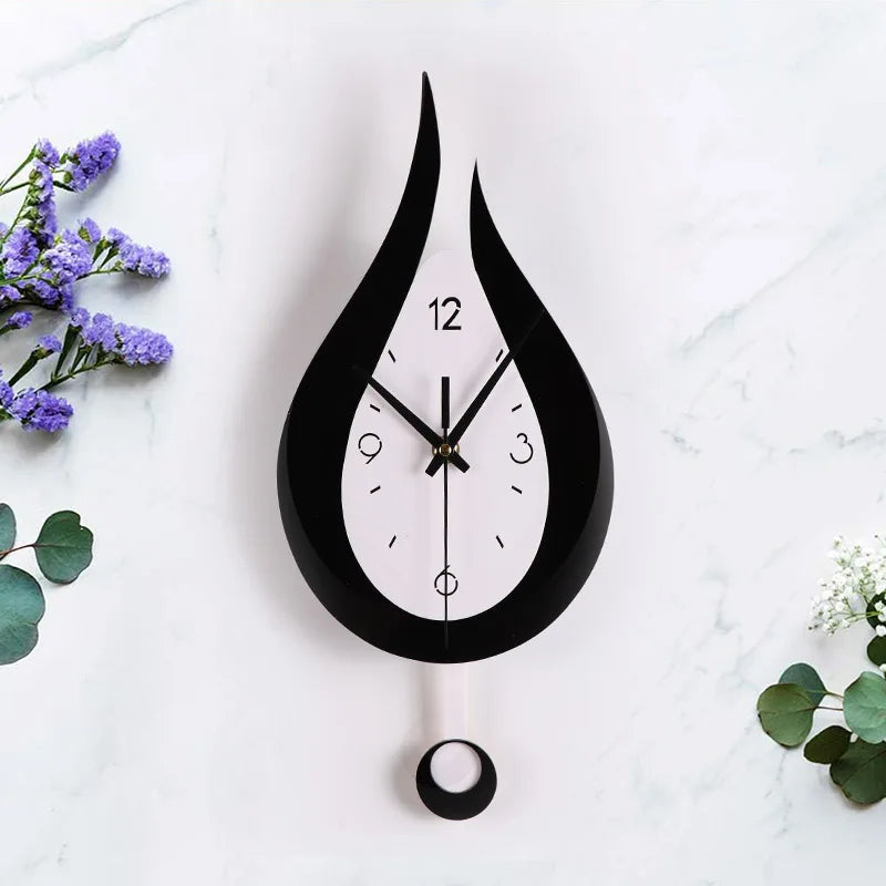 🕒 Drop-Shaped Wall Clock - Black & White Modern Design
