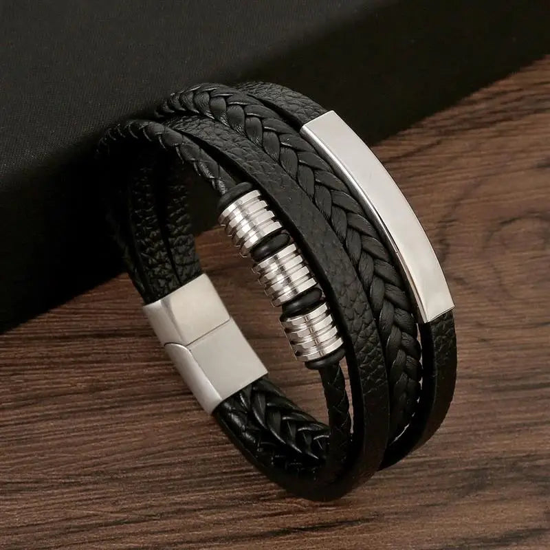 🔥 Leather Wrap Bracelet – Men’s Multi-Layer Wristband (108 Styles) 🔥