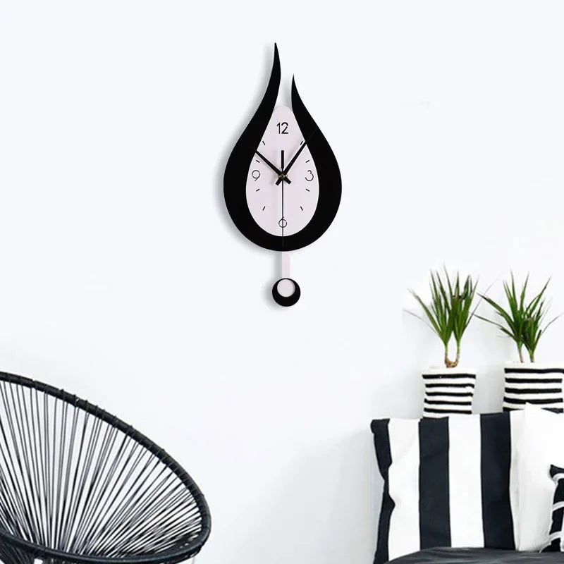 🕒 Drop-Shaped Wall Clock - Black & White Modern Design