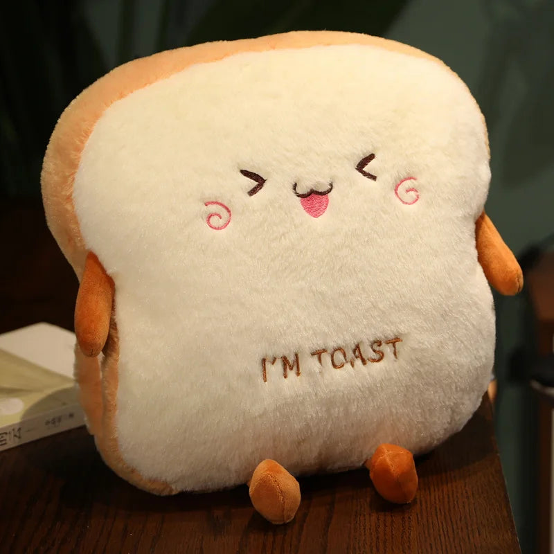 🍞 Cute Toast Plush Pillow – 35cm Cartoon Bread Cushion