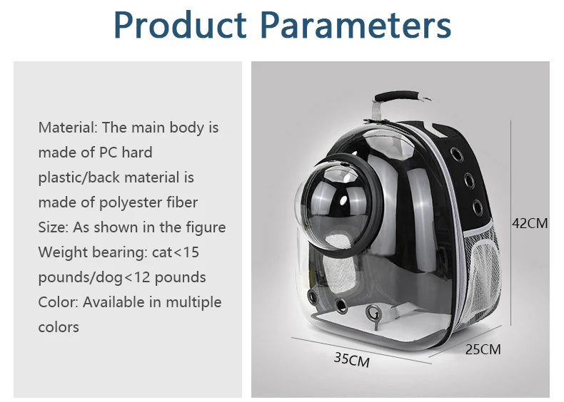 🐾 Crystal-Clear Pet Travel Backpack – Transparent Air-Flow Carrier 🎒✨