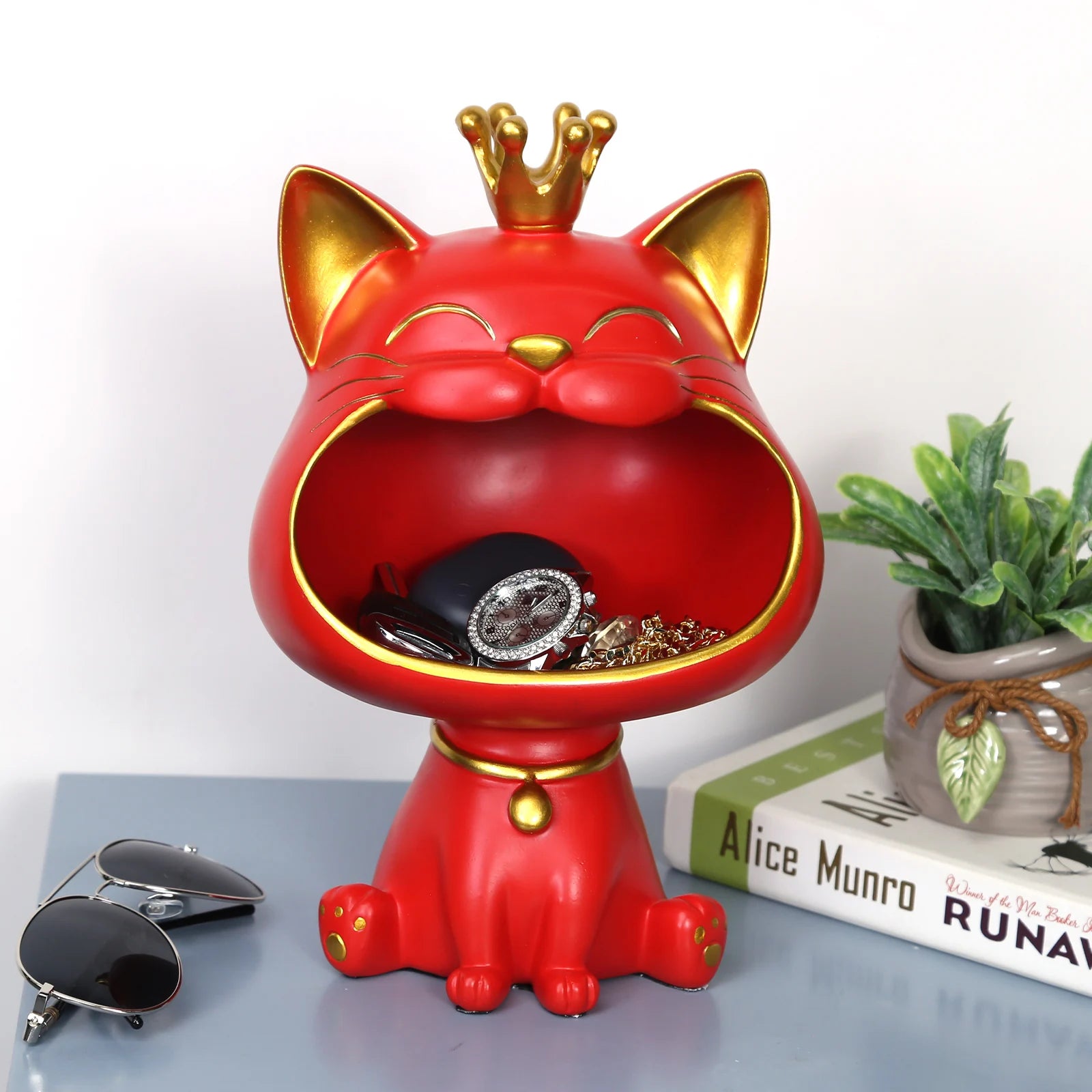 🐱✨ Lucky Cat Storage Statue – Cute Cartoon Catch-All Tray Decor