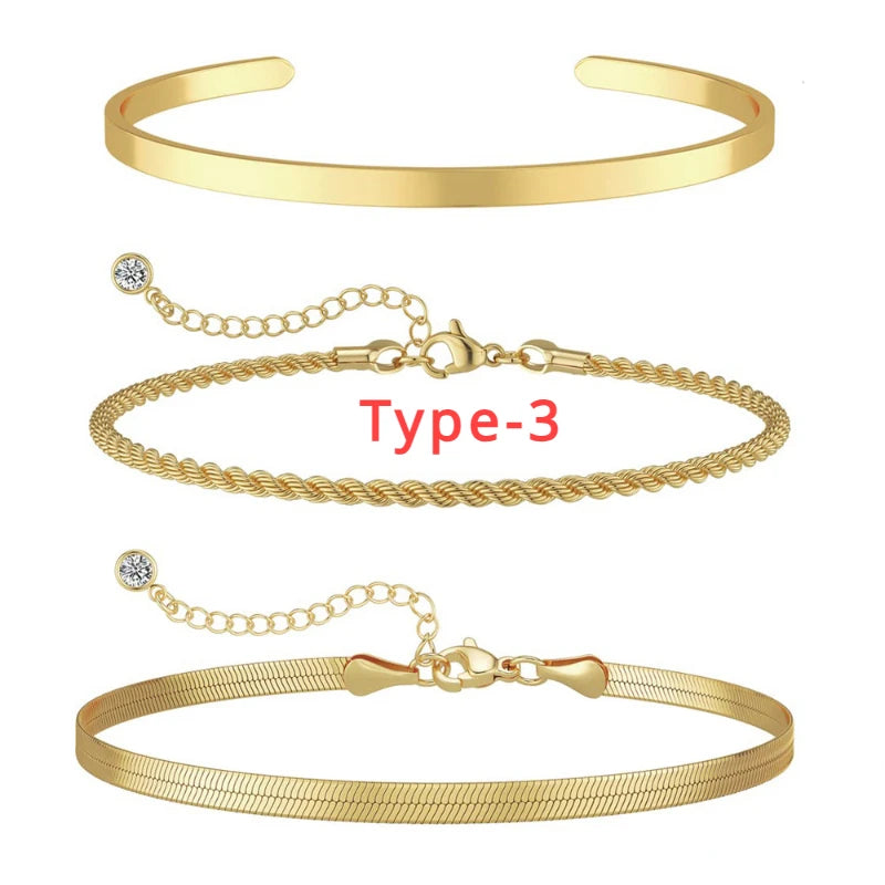 ✨ Elegant Gold Bracelet Collection – Women’s Minimalist Chain Set ✨