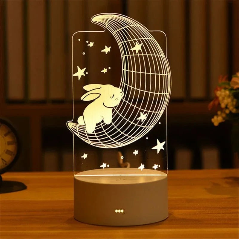 💡 3D Visual Illusion Night Light – LED Desk Lamp