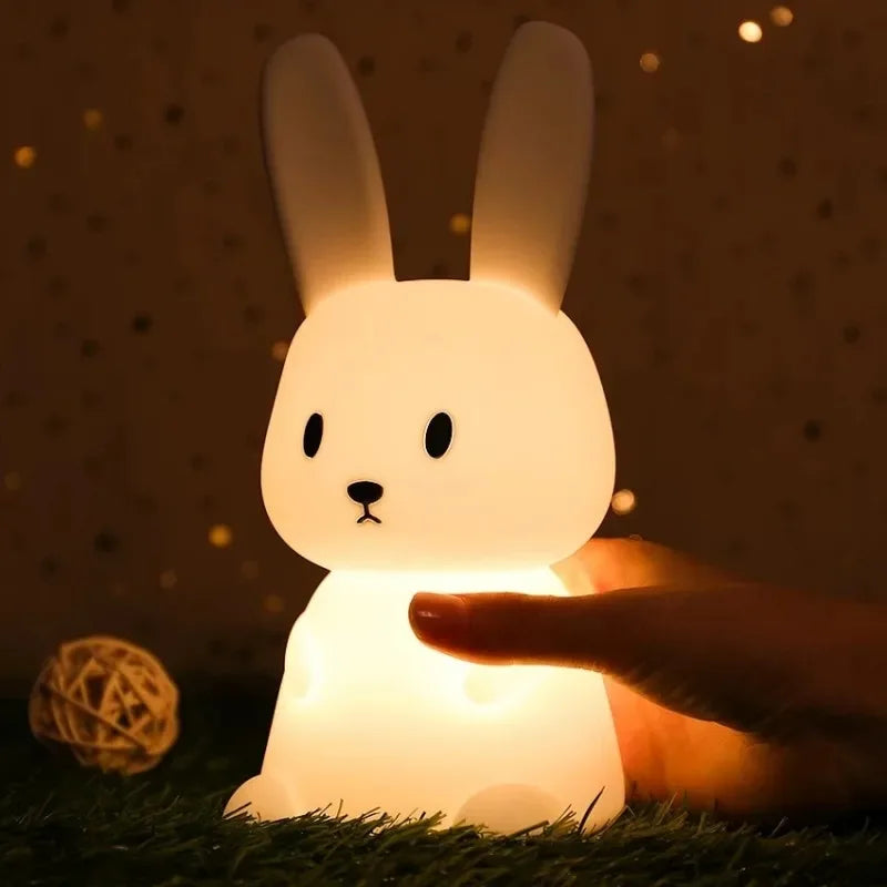 🐰 LED Night Light – Cute Silicone Rabbit Touch Lamp