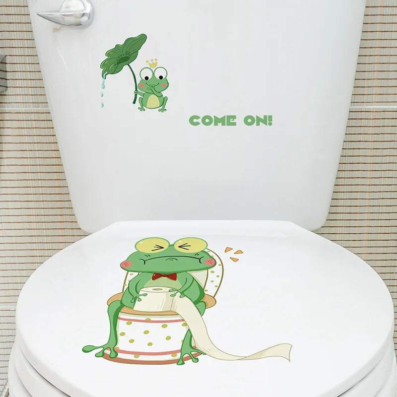 🌿✨ Green Leaf Toilet & Bathroom Wall Stickers — Waterproof Decorative Decals