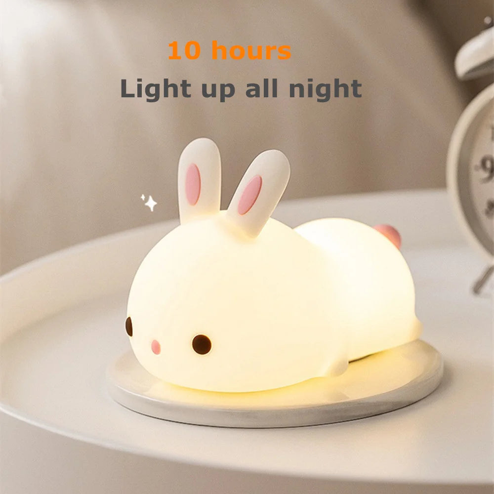 Rabbit Lamp RGB 16 Colours - Silicone Night Light Touch & Rechargeable 🌙✨