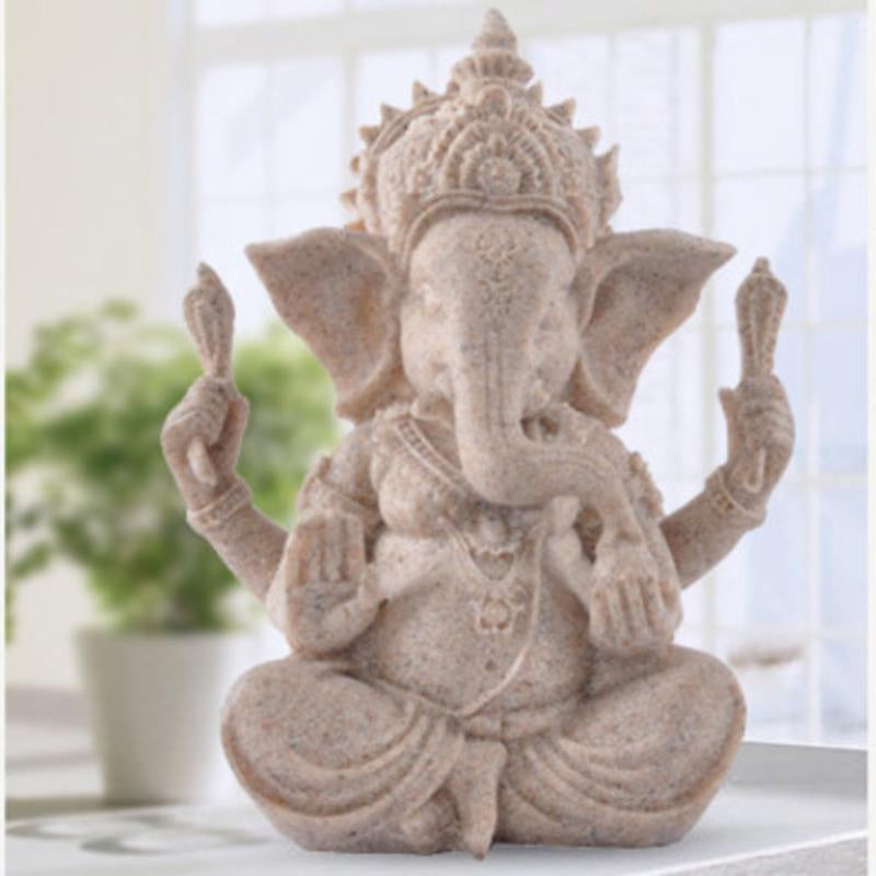 🌿 Sandstone Ganesha Elephant Statue – Handmade Spiritual Home Decor 🐘✨