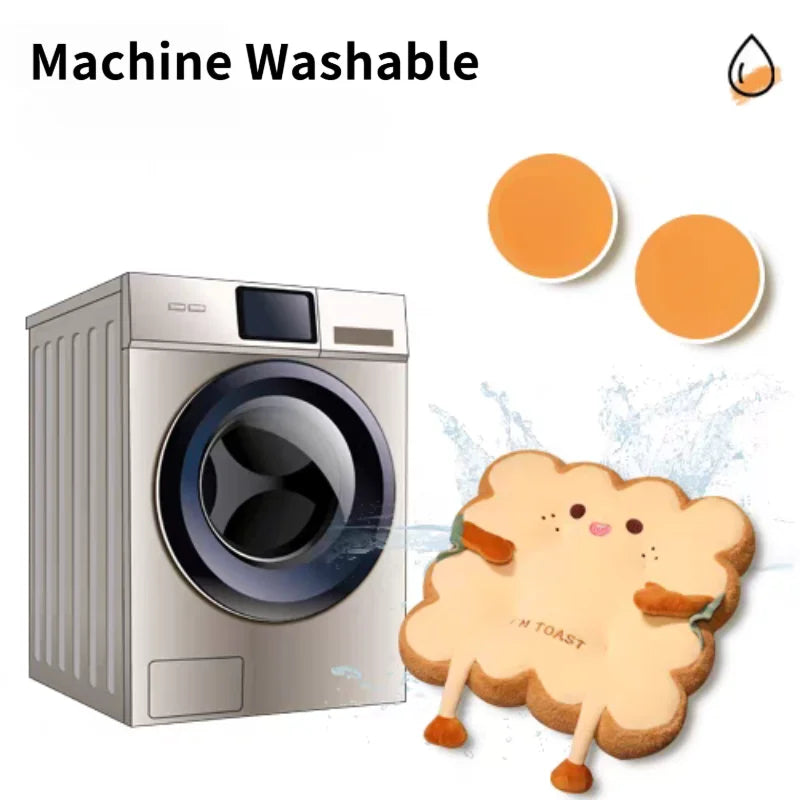 Soft Toast Cushion for Chair 🍞✨ | Comfortable, Cute and Washable - Happy or Angry Version