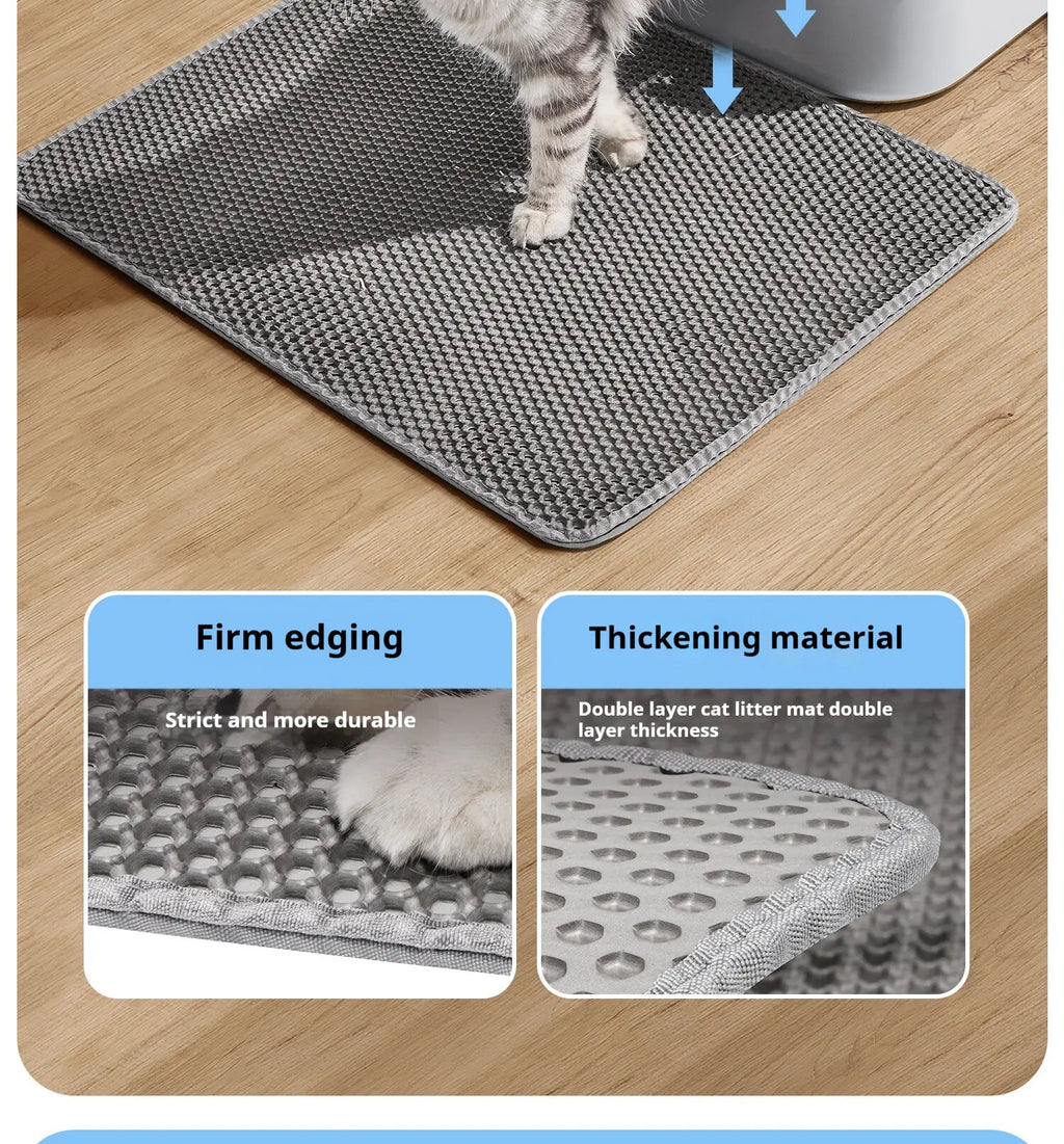 Double-Layer Cat Litter Trapping Mat 🐾 | Waterproof, Easy-Clean & Anti-Tracking