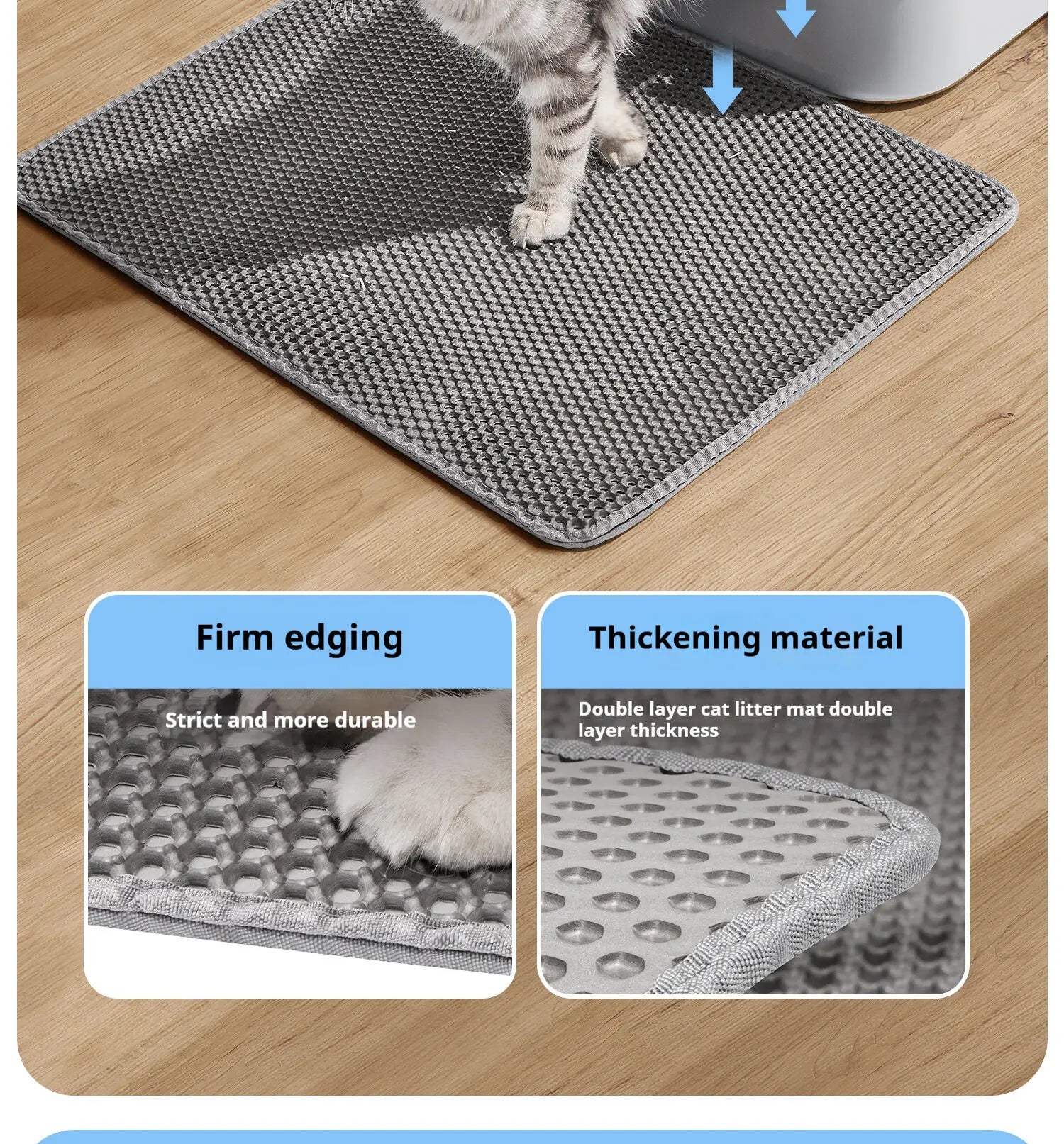 Double-Layer Cat Litter Trapping Mat 🐾 | Waterproof, Easy-Clean & Anti-Tracking